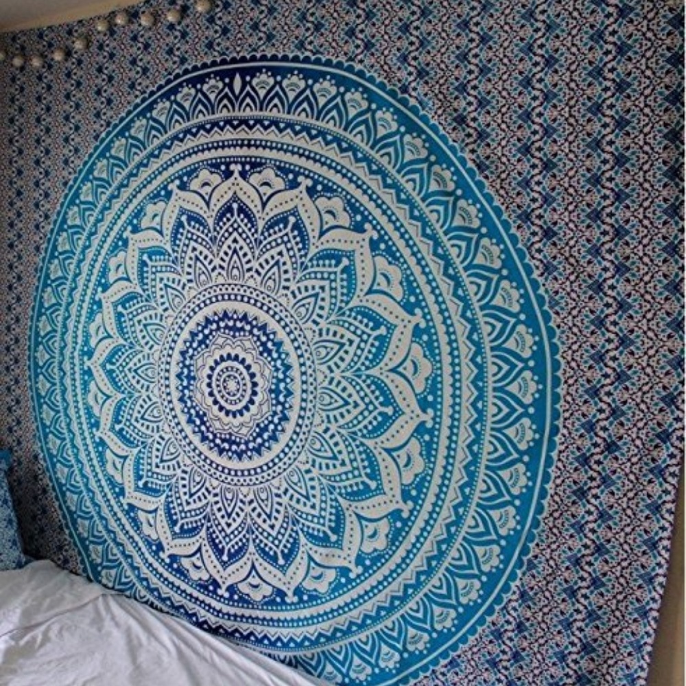 Different Blues & White Tapestry Used